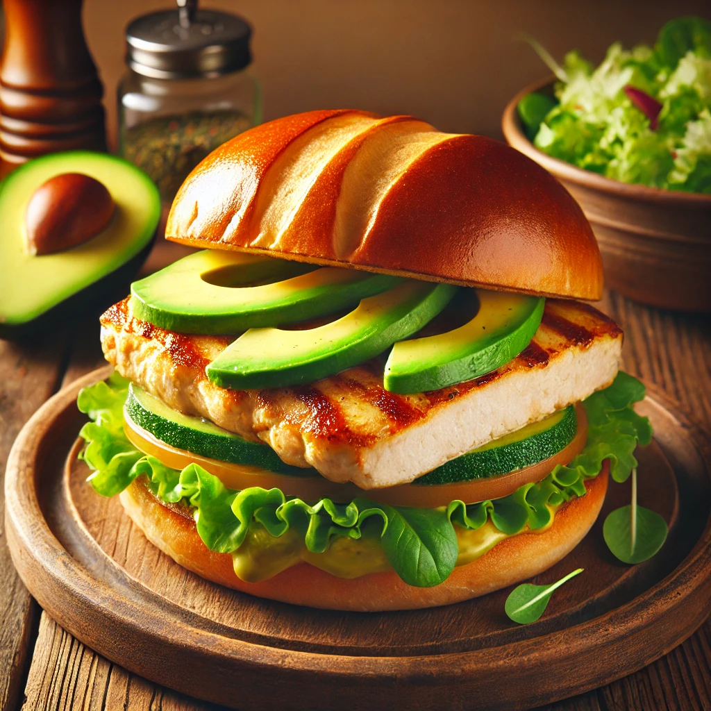 Burger poulet avocat