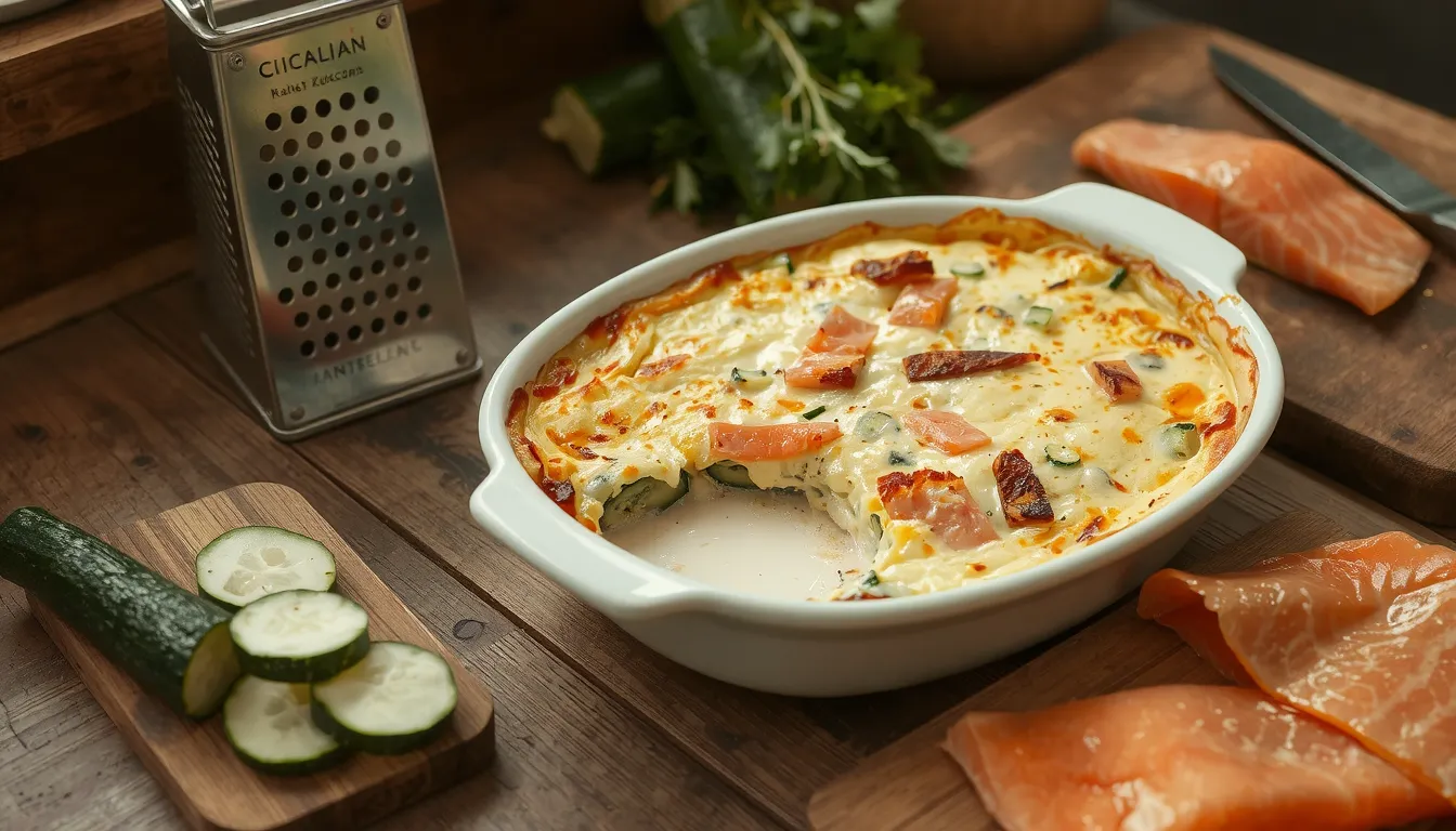 gratin de courgettes et saumon